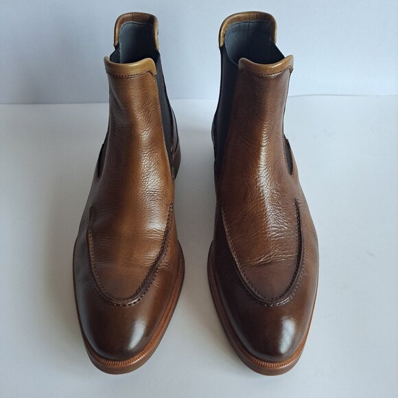 New Di Bianco Minori Men\'s Brown Leather Slip On Chelsea Boots main image 8